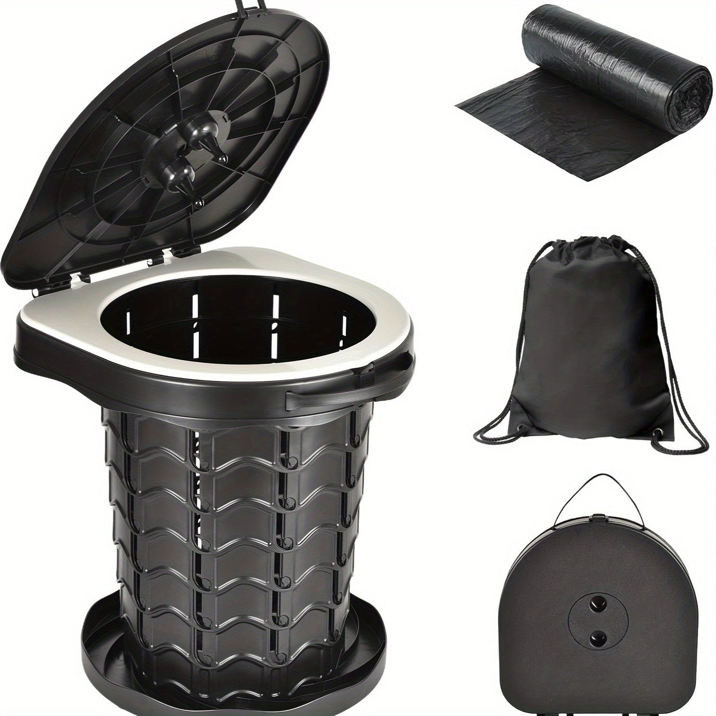 Adjustable Portable Camping Toilet with Storage Bag-1