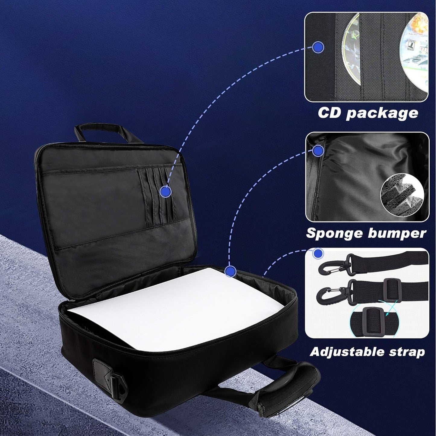 Carrying Case for PS5 Console Disc/Digital Edition - Large Capacity Protective Travel Shoulder Bag with Zippered Storage for Controllers, Game Discs, HDMI & Other Accessories