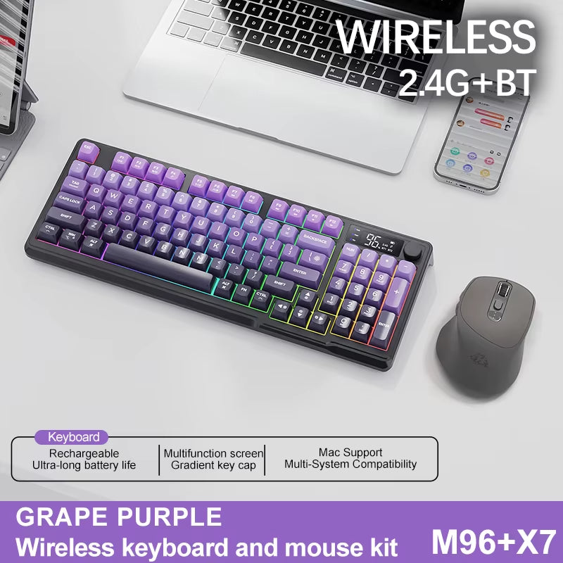 M96 Bluetooth Keyboard Wireless  Screen Gaming Keyboard,Electronic Screen, Multi-Device Connection,Ergonomics Gaming