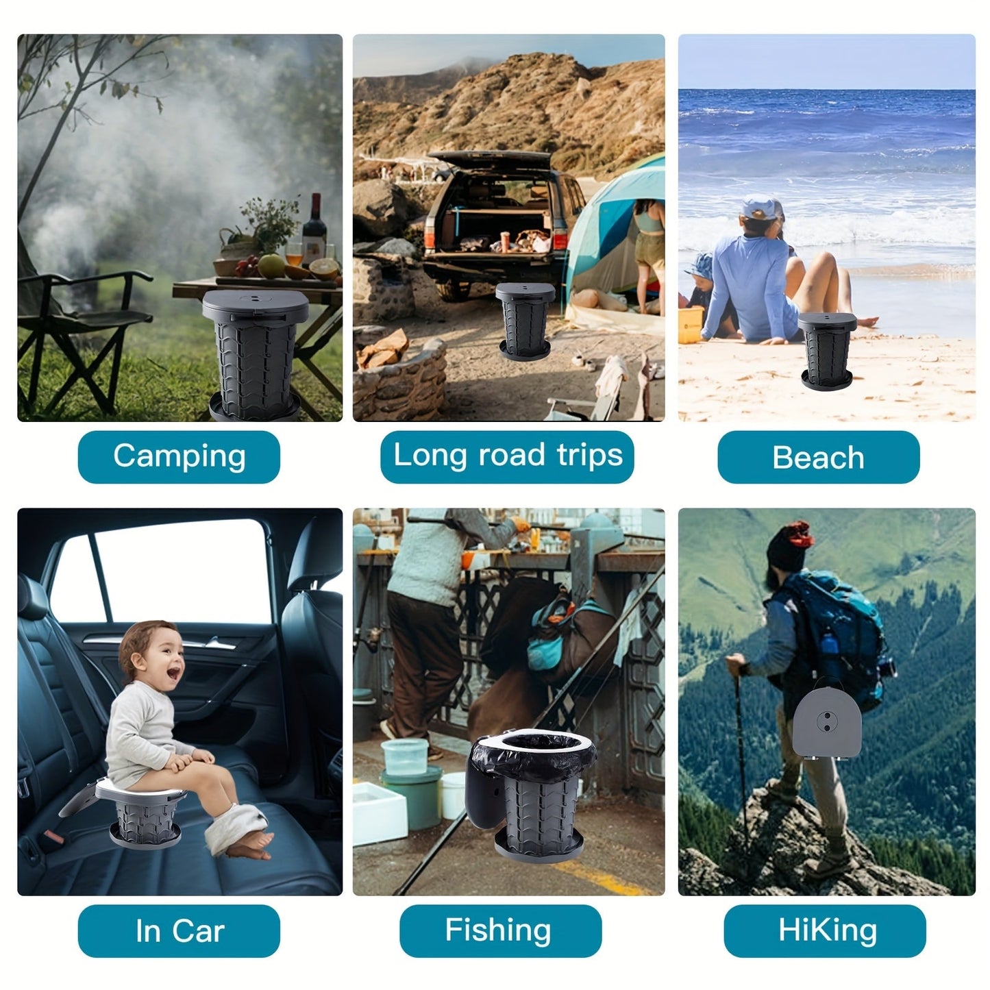 Adjustable Portable Camping Toilet with Storage Bag-4