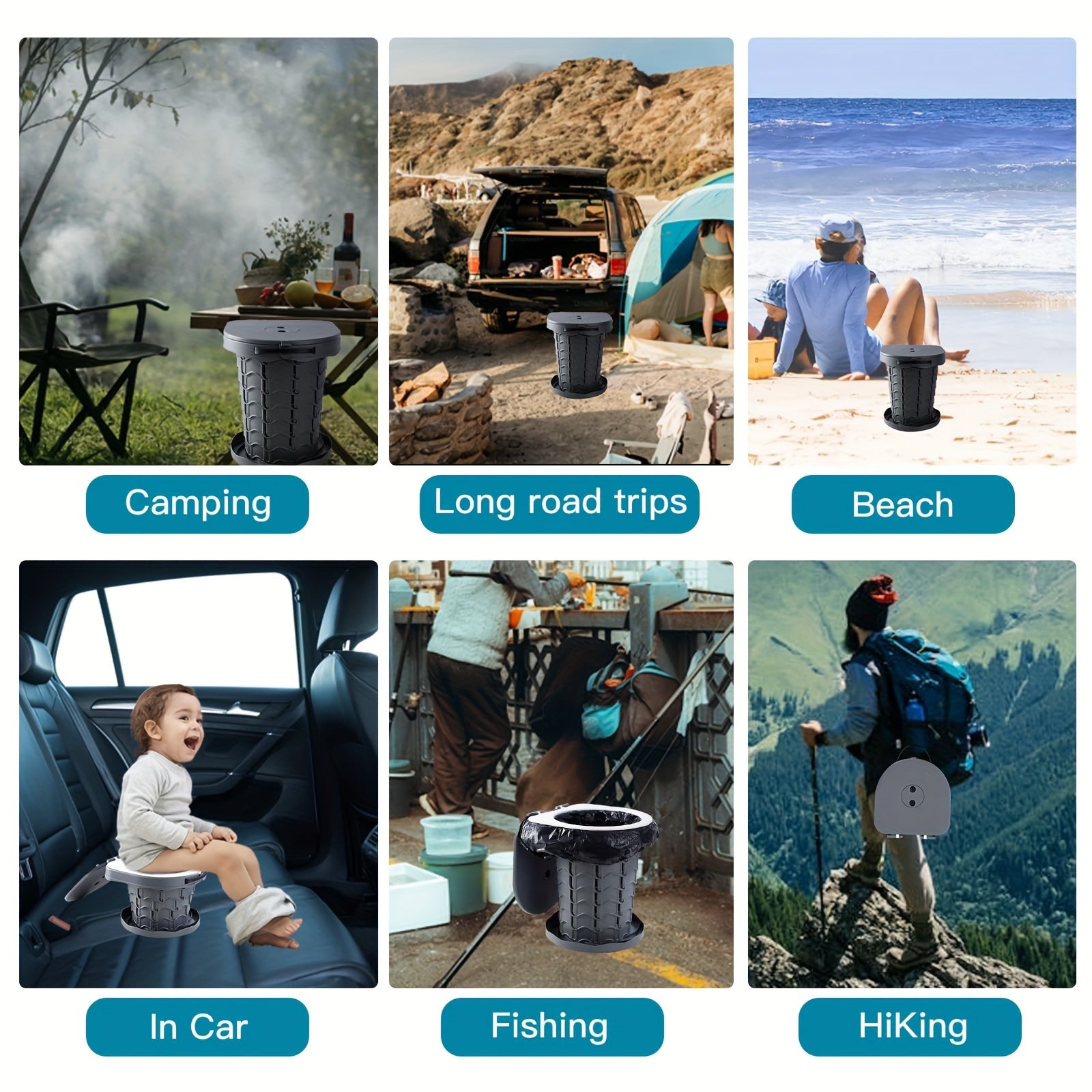 Adjustable Portable Camping Toilet with Storage Bag-4