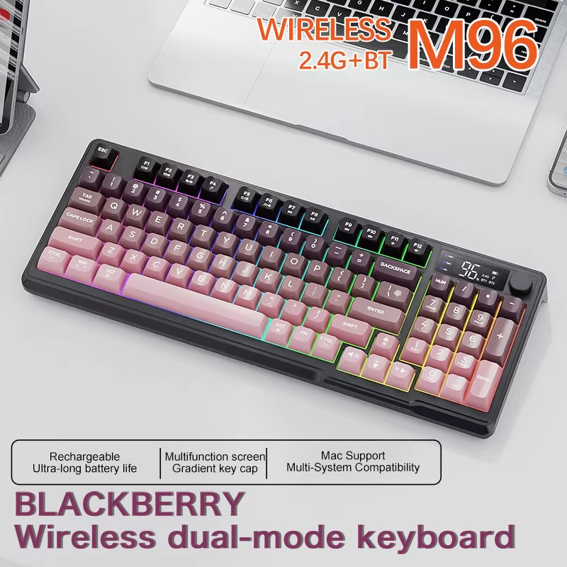 M96 Bluetooth Keyboard Wireless  Screen Gaming Keyboard,Electronic Screen, Multi-Device Connection,Ergonomics Gaming