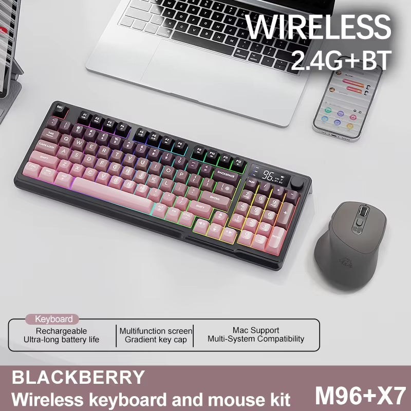 M96 Bluetooth Keyboard Wireless  Screen Gaming Keyboard,Electronic Screen, Multi-Device Connection,Ergonomics Gaming