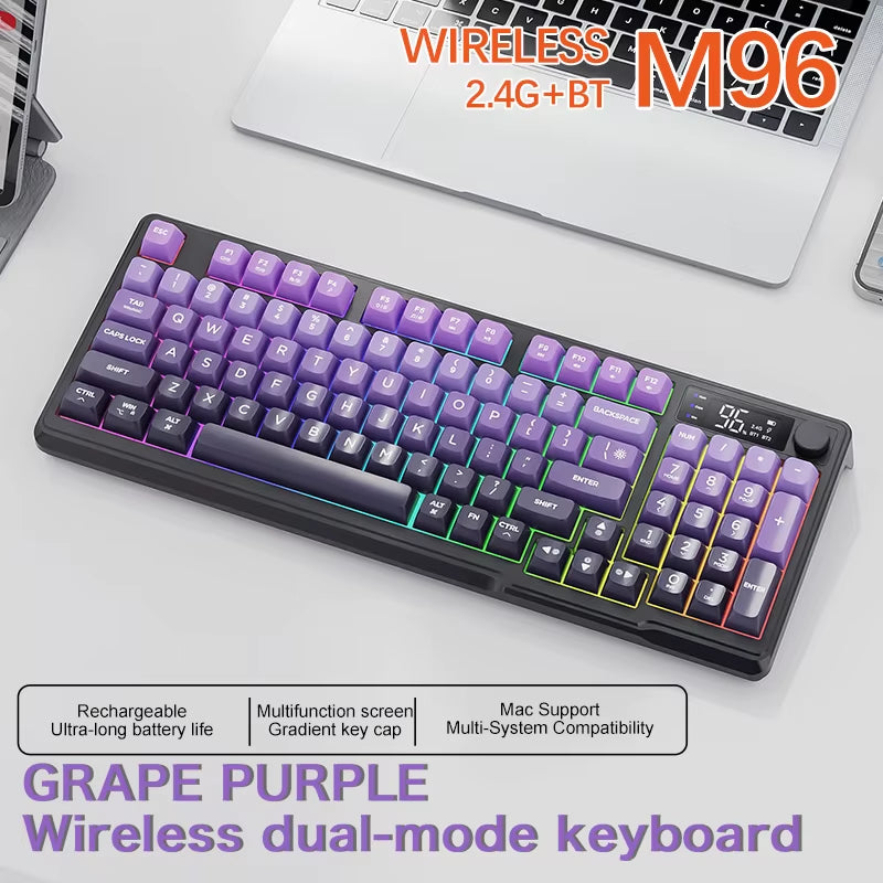M96 Bluetooth Keyboard Wireless  Screen Gaming Keyboard,Electronic Screen, Multi-Device Connection,Ergonomics Gaming